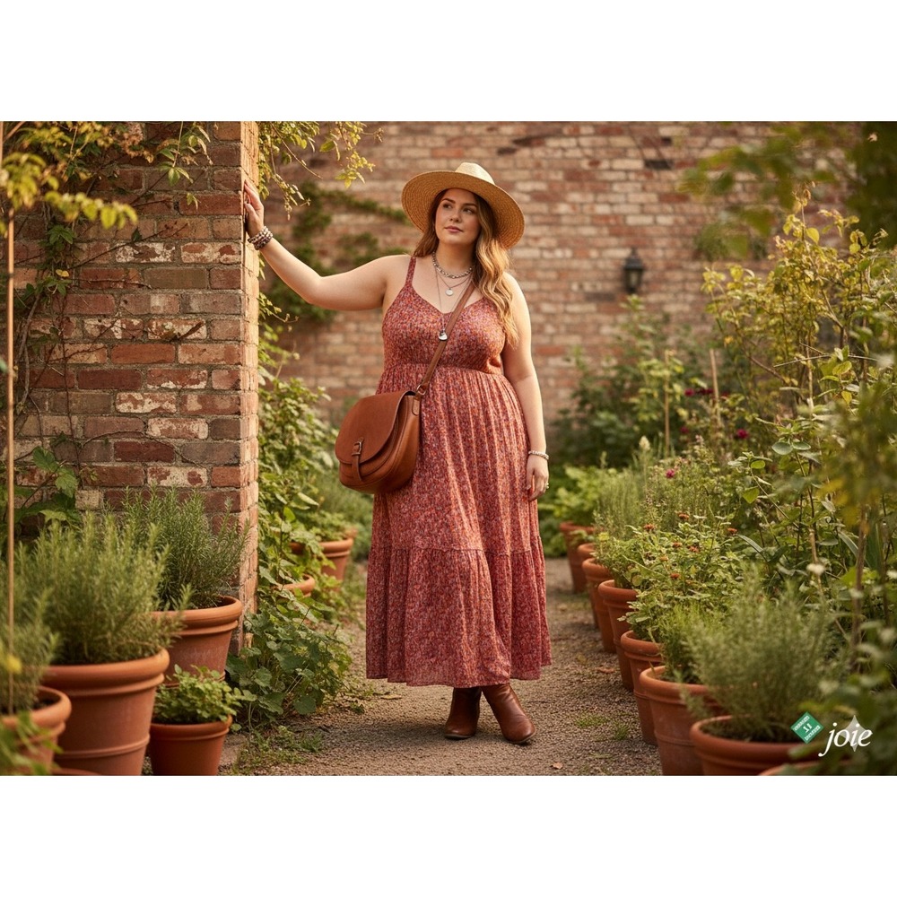 Joie Tea Rose Ikat Cotton‎ Maxi Dress Rare XXL Tiered Sleeveless resort vacation